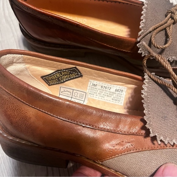 Timberland Boot Company Women’s Brown Leather And Canvas Brogues Size 7 NWOB - Picture 9 of 9